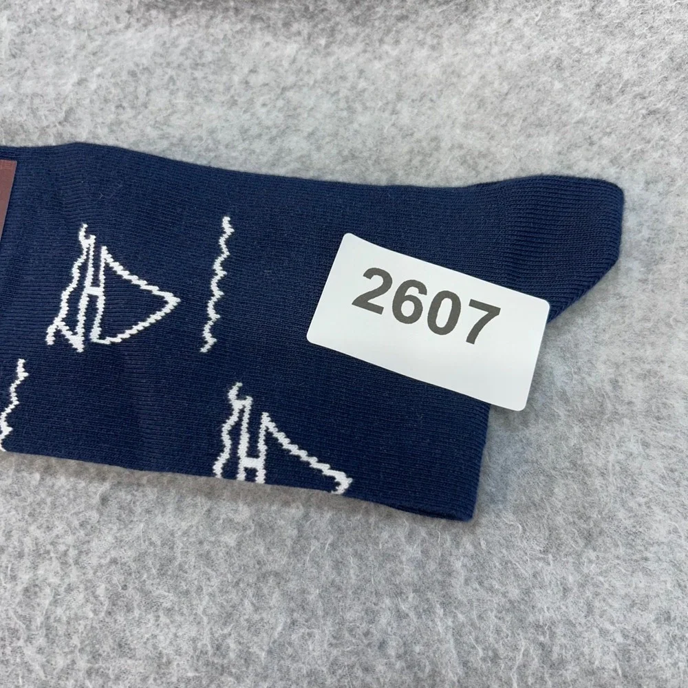 Czech Landmark Charles Bridge Praha Prague  Navy Fusakle Crew Socks US 9.5-11.5